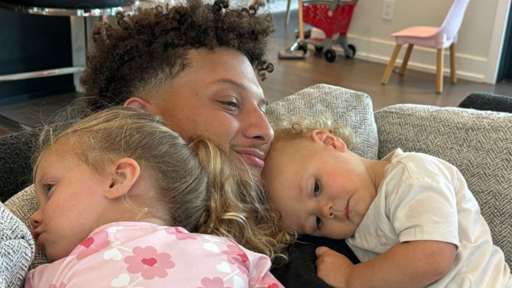 Patrick Mahomes with daughter Sterling Skye and son Patrick 'Bronze' Lavon